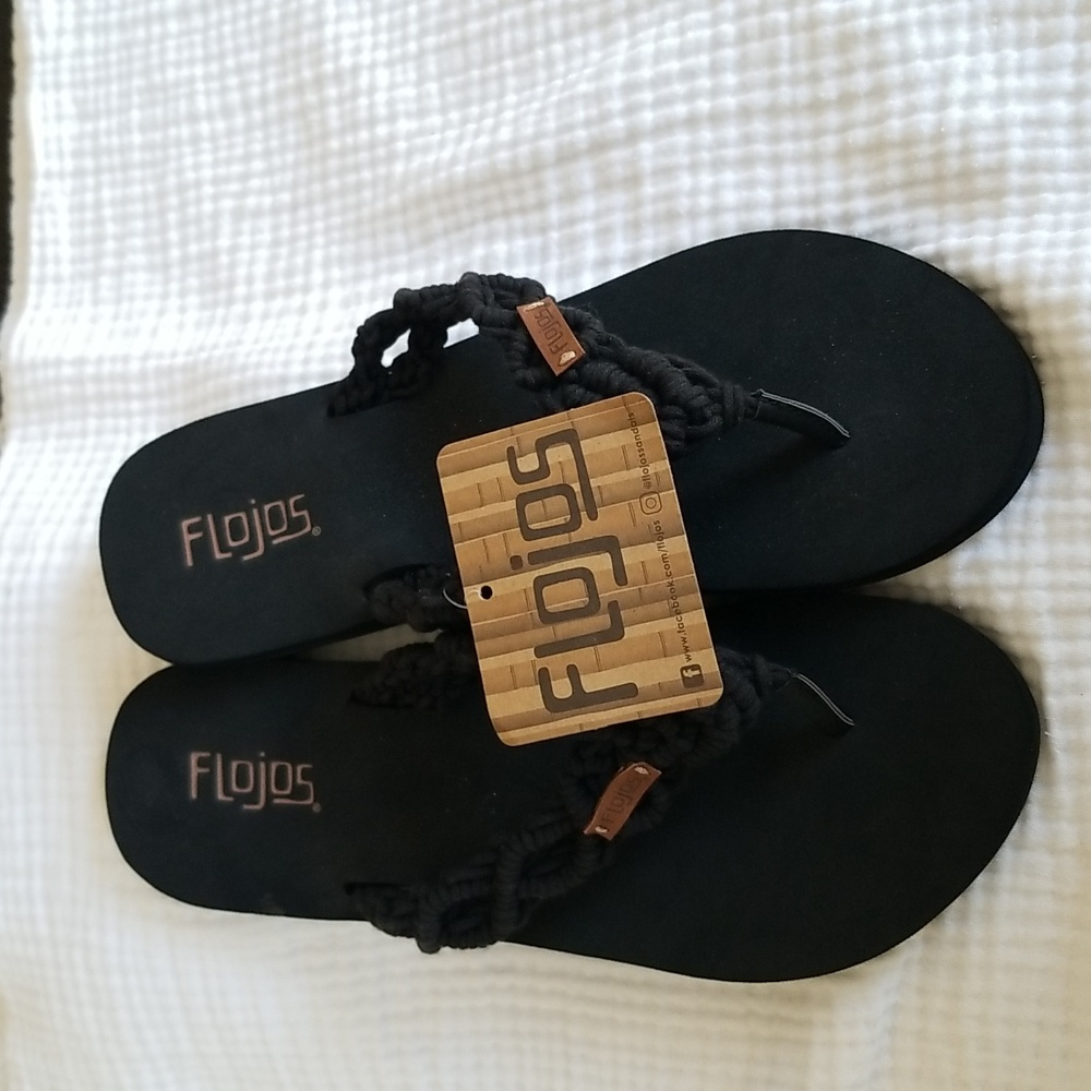 Flojos New Black woven flip flops